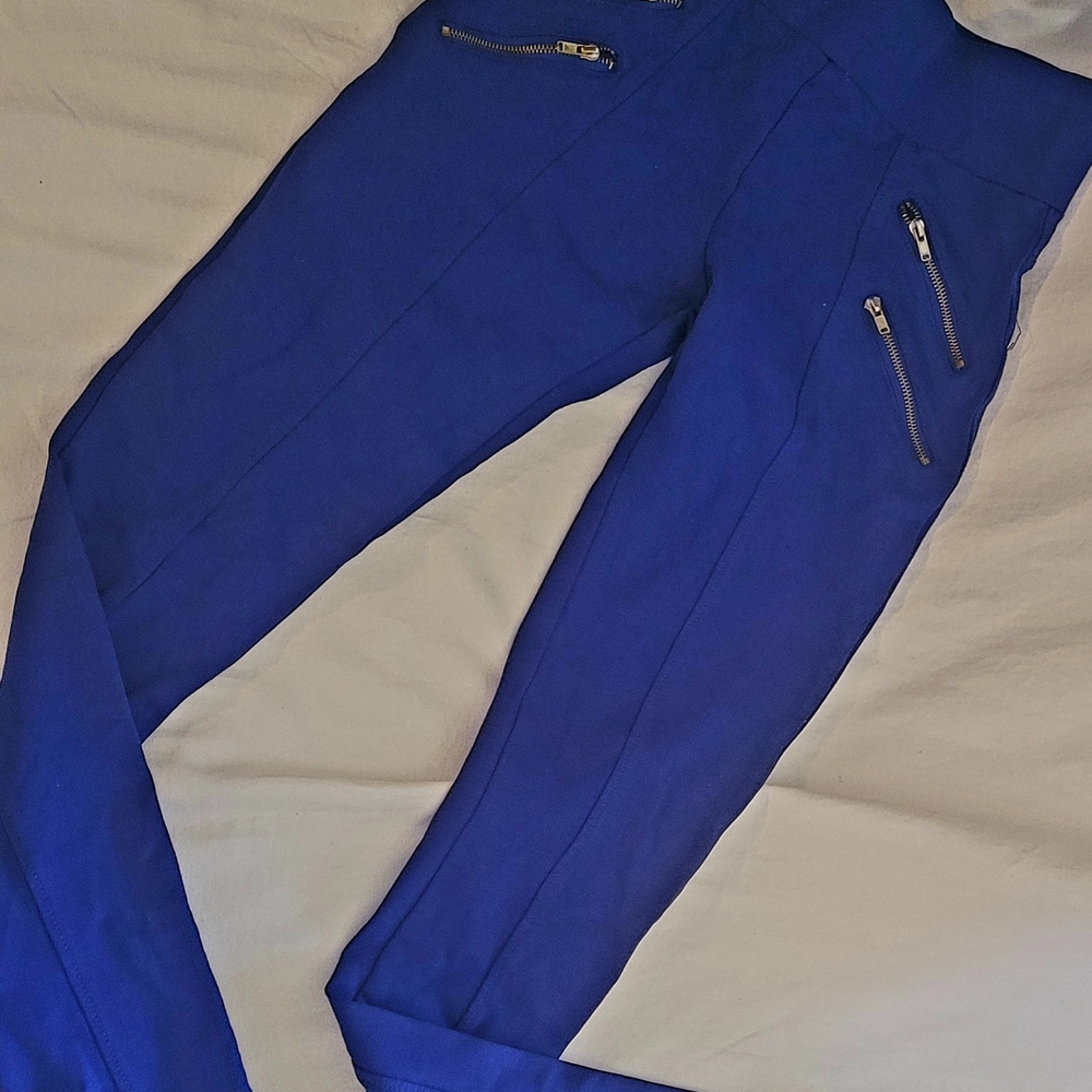 Ci Sono Royal Blue Skinny Pants with Zipper Details Size Small